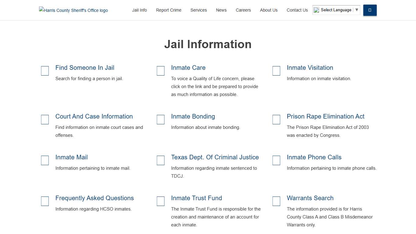 Jail Information—Harris County Texas Sheriff's Office