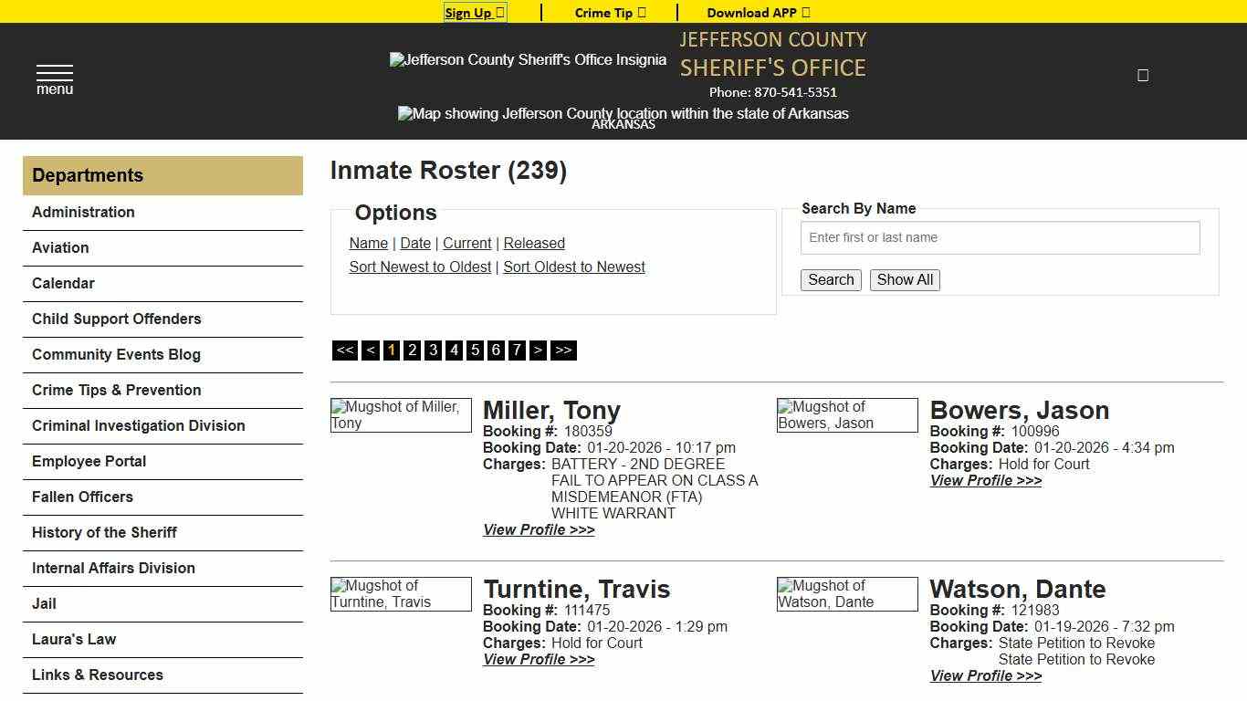 Inmate Roster - Current Inmates Booking Date Descending - Jefferson County Sheriff AR